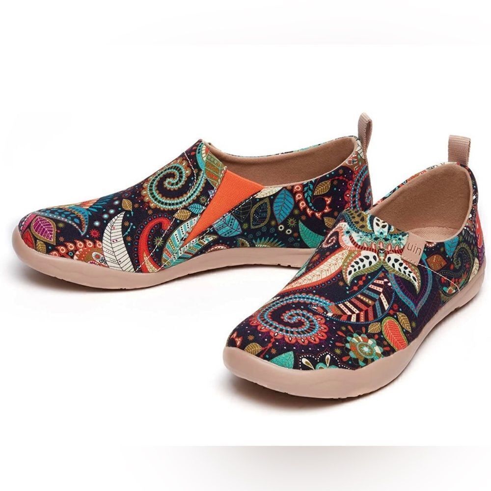 UIN Women Floral Art Sneaker Painted Canvas Slip-On Travel Shoes(Wonder Mandala) - Picture 4 of 10